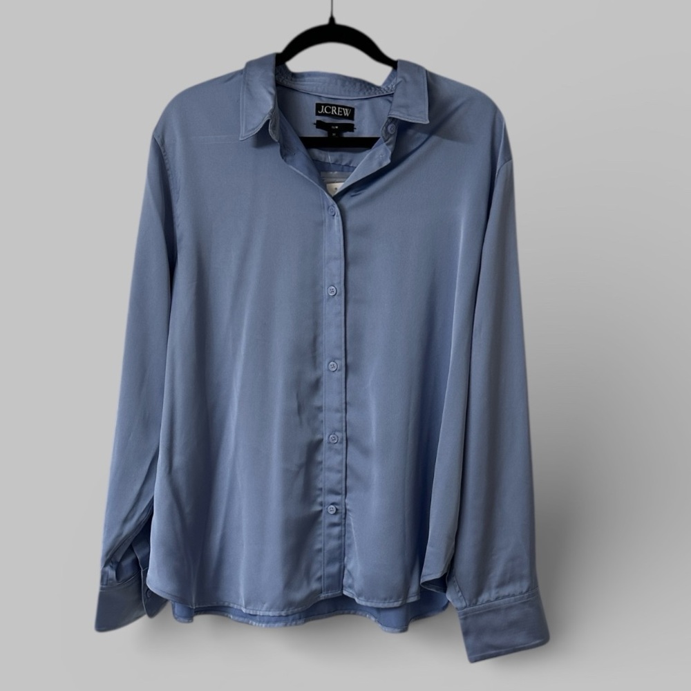 J. Crew Women's Blue Button-Up Shirt
